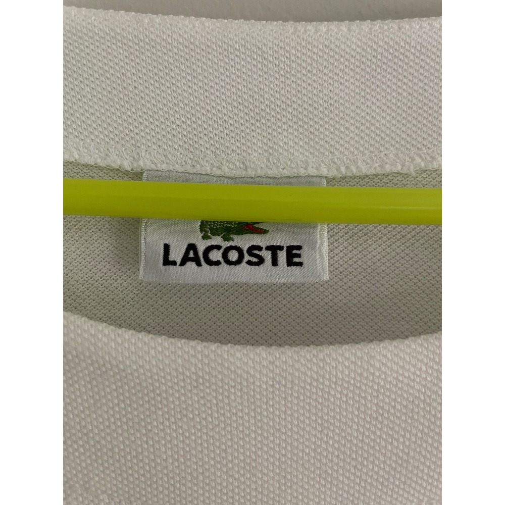 Lacoste Womens White Pique Knit Scoop Neck Short Sleeve T-Shirt Logo US XL EU 50 - Picture 2 of 8